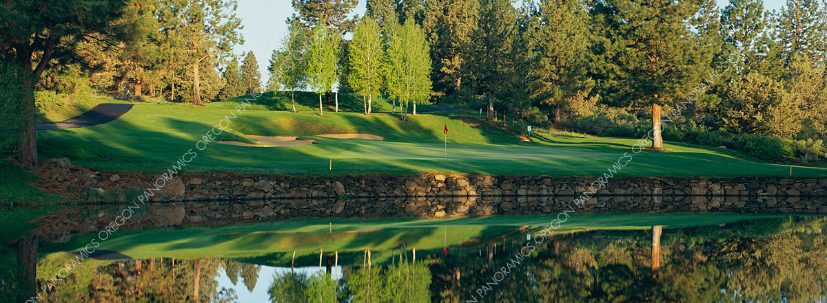 Bend Golf and Country Club panoramic photo of hole three in Bend, Oregon